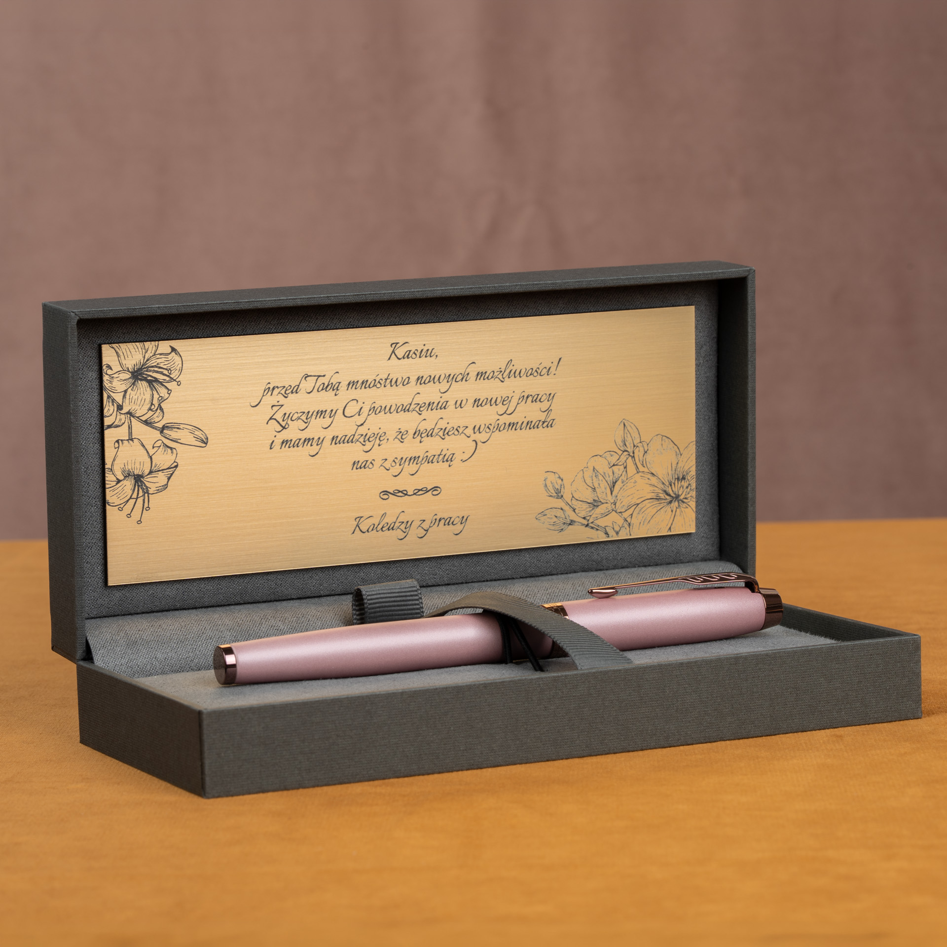Pióro wieczne Parker IM Rituals Mauve w eleganckim pudełku z personalizowaną tabliczką z dedykacją