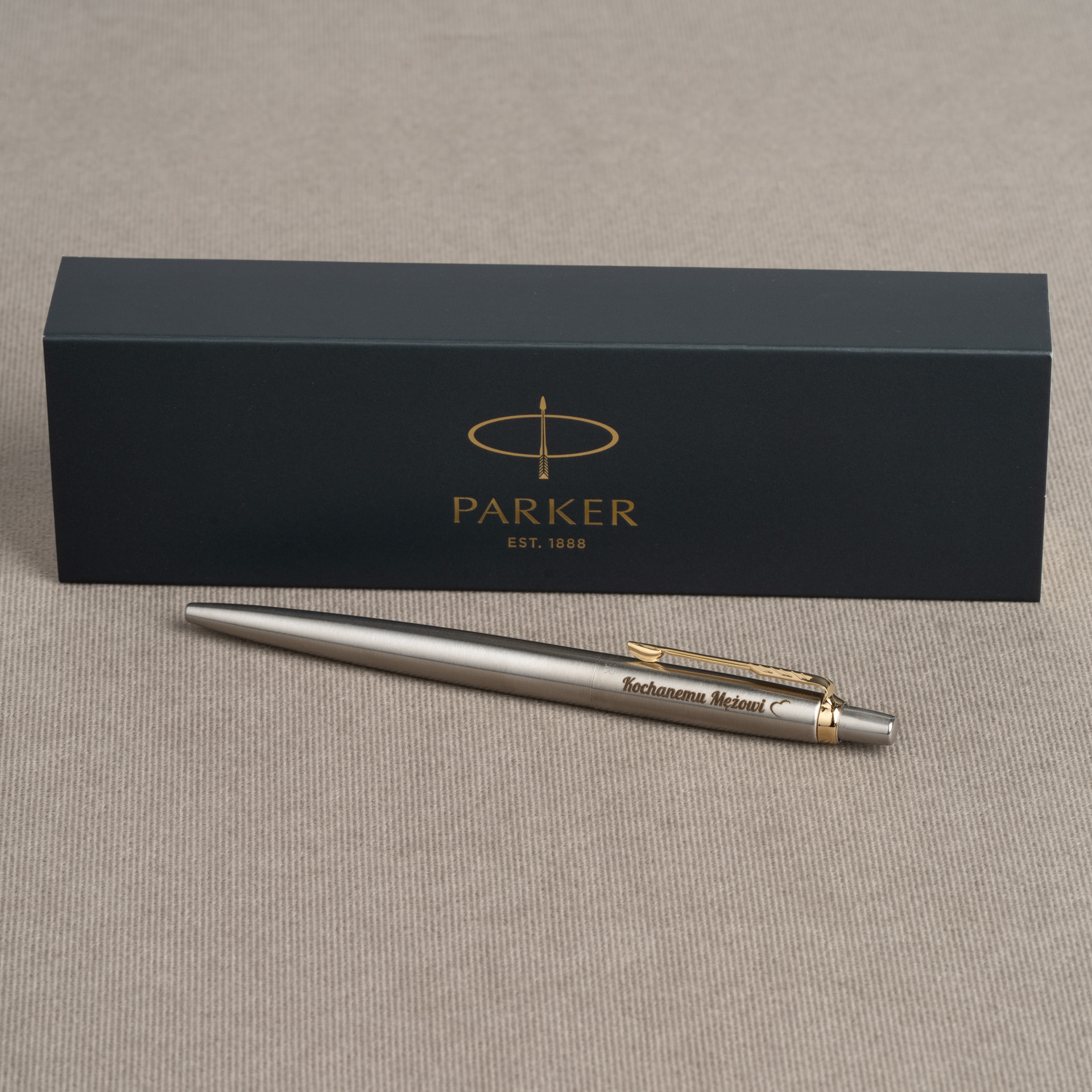 Długopis Parker Jotter Stalowy Matowy GT z dedykacją dla męża i pudełkiem Parker